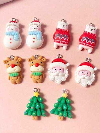 5/10/30 piezas Adorno navideño lindo DIY, adecuado para hacer pendientes, pulseras, collares, cadenas de teléfono, llaveros y talla grande escenarios