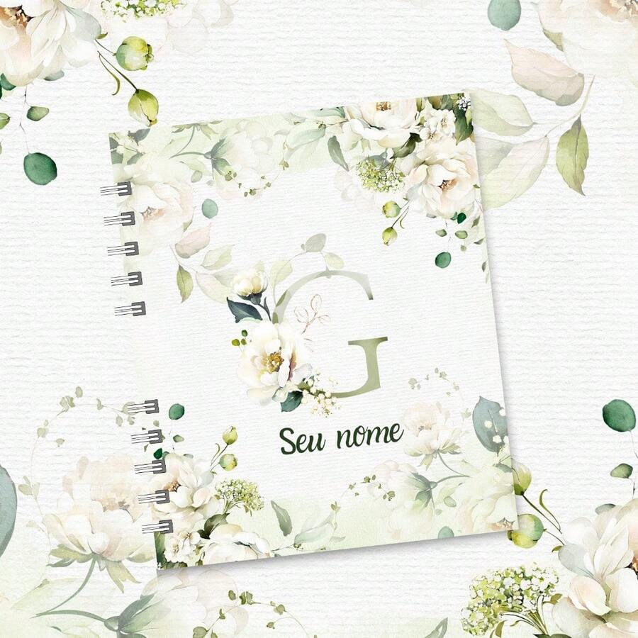 Personalized A5 Floral Notebook With Initial And Name - G - View 1