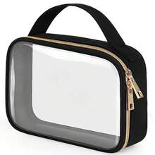 1Packs Clear Travel Makeup Bag, TSA Approved Toiletry Bag, Transparent Makeup Bags With Handles, Quart Size Clear Toiletry Bags, Double-Layer PVC Clear Cosmetic Bags For Women And Men, Carry On Airport Airline Compliant Bag. Wash Bag Bathroom Beach Beach Bag Vacation Holiday Essentials School Supplies Travel Essentials Ladies Dorm College Holiday Winter Bag For School Cruise Essentials Toiletry Bag For Women