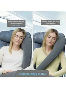 Premier oreiller de cou avec écharpe de bras, oreiller de voyage pliable simple, s'attache au siège d'avion et de voiture, accessoires de voyage légers et portables pour voiture, avion et mer, applicable pour soutenir la tête, le corps et les bras, fournissant un soutien incliné, système de sommeil parfaitement équilibré