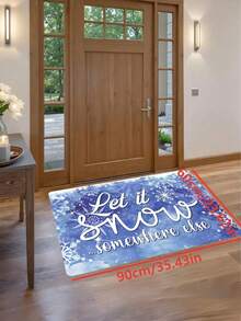 1 Stück Premium Flanell Weihnachts-Schneeflocken-Muster Fußmatte, kleine Matte, 650g/㎡ Dichte, hautfreundlich, pillingfrei, pflegeleicht, maschinenwaschbar, geruchlos, geeignet für Heimdekoration, Raumdekoration, kleine Matte, Wohnzimmerteppich