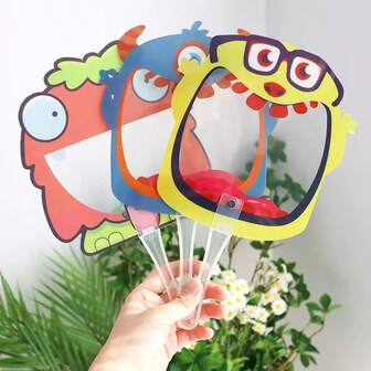 Quixorblex 1Pc Monster Word Recognition Handheld Cards With Big Mouth, Orange Yellow Blue, Vocabulary And Cognitive Games, Blackboard Finger Reading Cards, Classroom Interactive Learning, Family, Back To School, Gifts, Halloween Party Supplies, Student Supplies