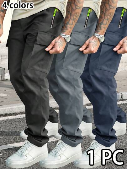 Pantalón cargo casual para hombres con cintura con cordón, bolsillos con cremallera - Pantalón ligero de poliéster para primavera/verano para correr, entrenamiento y actividades al aire libre, pantalón casual para exteriores