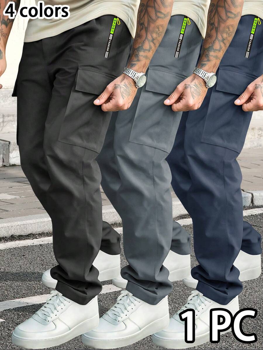 Herren Cargo Hosen im Casual Stil, mit Kordelzug Taille, Reißverschlusstaschen - leichter Polyesterstoff, geeignet für Frühling/Sommer Laufen, Training und Outdoor Aktivitäten, Casual Outdoor Hosen