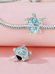 1 pieza Colgante de tortuga de elemento marino delicado con cuentas para hacer pulseras, collares y accesorios - Kit de joyería fina para manualidades, regalo de cumpleaños para mujeres - Azul - Ver 3