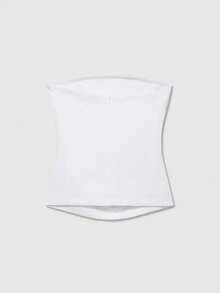 白色夏季纯色抹胸上衣 - 白色 - 查看 2