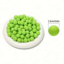 42 hạt silicon tròn 15mm dùng làm vòng tay, móc khóa, vòng cổ, phụ kiện trang sức và hạt silicon tròn đựng bút - Hạt gel silica - Xem 31