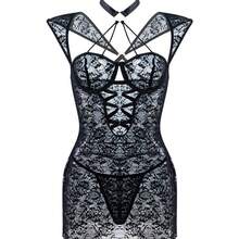 weiweihu Exotic Charm   Sexy Black Lace Embroidered Pajama Set With Adjustable Straps And Thong Panties, Knee-Length, Transparent Lace Detail, No Lining, Comfortable Polyester Fabric, Adjustable Sleepwear Elegant Sleepwear Intricate Lace Detailing   Exotic Charm Sexy Black Lace Embroidered Pajamas Set, With Adjustable Shoulder Straps And Thong Panties, Knee-Length, Transparent Lace Details, Unlined, Comfortable Polyester Fabric, Adjustable Pajamas, Elegant Pajamas.Halloween Costumes Women - 黑色 - 查看 4