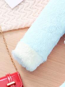 Autumn/Winter Girls Casual Elegant Faux Fur Jacket & Skirt 2 Pieces Set - Blue - View 4