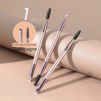 Precision Angled Dual-Ended Eyeliner Brow Brush - Champagne Gold Nylon Brow Brush For All Makeup Wearers - Fine Angled Eyeliner Brow Brush For Silk Detail Eye Makeup Beauty Makeup Tools