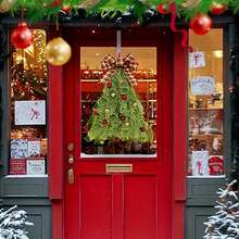 1pc Christmas Tree Wreath, Classic Red & Green Ball Garland, Easy To Install, Perfect Santa Hat, Hanging Welcome Sign, Indoor & Outdoor Seasonal Decor, Holiday Celebration