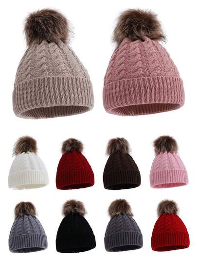 1 件儿童针织无檐帽，男女通用冬季保暖帽，适合儿童
