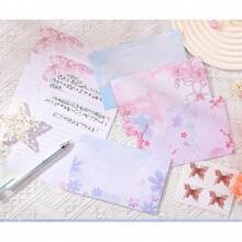 [4 Envelopes, 8 Sheets Of Letter Paper, 4 Seal Stickers] Pink Rose Invitation Cards, Tri-Fold Greeting Cards, With Reply Envelopes, Wedding Invitations, Pink Paper Cards, Suitable For Wedding, 1st Birthday, Baptism, Bridal Shower And Other Party Decorations, Thank You Cards - Multicolor - View 6