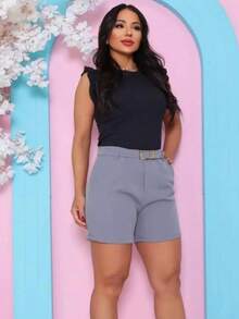 PREMIUM COMFORTABLE SHORTS WITH LINED BELT FASHION - Gris - Ver 2