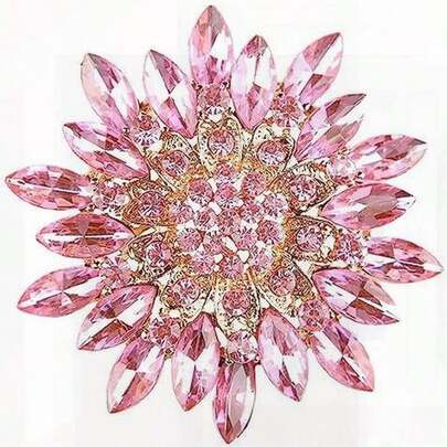 Rhinestone Sunflower Brooch Pins In Red/Pink/Black/Purple/White For Women & Teen Girls, Elegant Premium Clothing & Hat & Bag & Skirt Accessories