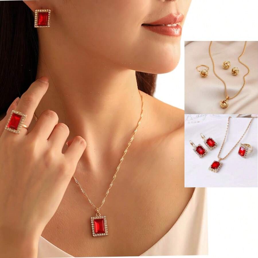 8 Stücke Vintage Boho-Stil Brautschmuckset, Material aus Zinklegierung, inklusive Ringe, Ohrringe und Halskette, geeignet für Frauen, ideal für Hochzeiten, Partys und Valentinstag Geschenke - passend für alle Jahreszeiten