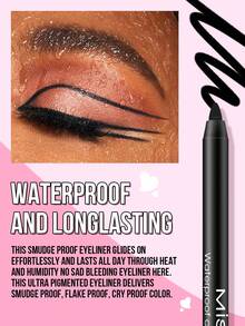 Misslyn Waterproof Colored Eyeliner Pencil, Long-Lasting, Smooth & Creamy Texture, Available In Matte, Pearl, Glitter Finishes, Easy To Create Bold & Precise Lines, Can Be Sharpened, Smudge-Proof, Waterproof, Sweat-Resistant, High Color Payoff - 50 Very Black - View 7