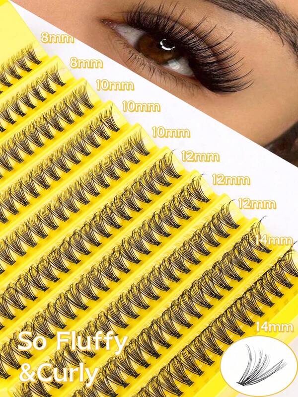 200 قطعة DIY مزيج طبيعي 10 صفوف من الرموش الصناعية المغروسة بشكل فردي بطول مختلف من 8 إلى 14 مم، قوس D، سماكة 0.07 مم، طبيعية ناعمة وخفيفة، مناسبة لأدوات التجميل الخاصة بالغرس المنزلي واستخدامات يومية، سهلة التشغيل