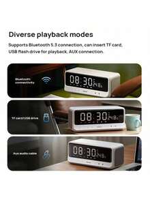 PHILIPS 時鐘鬧鐘藍牙音箱TAS3609 低音振膜 輕巧便攜 品質音質 持久續航 藍牙V5.3 全觸控介面 柔和夜光 雙喇叭立體聲 LED時鐘顯示 大容量電池 皓月白