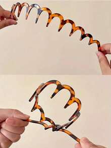 豹纹优雅大波浪发箍，蓬松日常佩戴发圈，发带，发圈 - 彩色 - 查看 5
