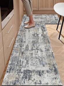 3mm Thick Textured Carpet Pattern Gray Series Luxury Style Absorbent Floor Mat, Silica Gel Absorbent Kitchen Mat With Rubber Backing, Decorative Carpet Texture Mat Suitable For Living Room, Bedroom, Kitchen And Dining Area - Easy Maintenance Floor Mat, Especially Suitable For High Traffic Areas, Rectangular Design, Home Decor - Multicolor - View 3