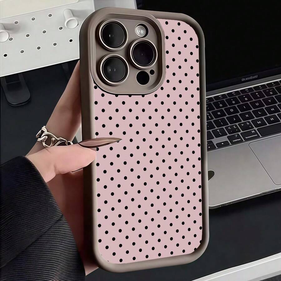 1pc Dot Pattern Phone Case With Precise Cutouts To Protect Camera, Shock-Absorbing Design Compatible With IphoneX XS/ 11 Pro Max/12 Pro Max/13 Pro Max/14 Pro Max/15 Pro Max/16 Plus/16 Pro Max,Phone Cover Protective, The Best Birthday Gift For Your Friends And Family, Suitable For Both Men And Women - Brown - View 1