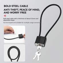 1 pieza Candado de casco de bicicleta - Candado de cable de acero suave 2 en 1, cuerda de acero reforzada de 28 cm (negro), con llave, diseño antirrobo para cestas de bicicleta, armarios y puertas, duradero y flexible