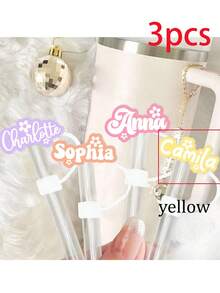 Custom Personalized Acrylic Name Cup Tag,Personalized Straw Cover Gift For Her, Custom Cup Topper Straw Topper With Name, Custom Name Cup Straw Cover,Custom Script Lettering For Tumbler Accessory, Creative Drinkware Decoration, As Birthday Gift,Warm Ambience,Home & Living,Customized Water Bottle & Cup Accessories - Straw Holder Name Tag - View 10