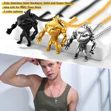 PROSTEEL Stainless Steel Shark/Octopus/Wolf Tooth Necklace For Men Women, Black/Gold/Silver Tone, Punk Rock Necklace, 22inch-24inch Adjustable, Come With Box-389426 - 02FitnessShark-黑色 - 查看 5