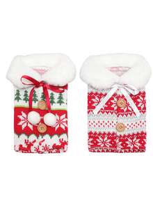 Gestrickte Weinflaschen-Abdeckung als Weihnachtsdekoration, Wollkugel Weihnachtsren Schneeflocke rote Weinflaschen-Abdeckung mit Knopf, rote Pullover Weinflasche Tasche, stimmungsvolle Bierflasche Tasche, Champagner Tasche, Haushaltsartikel, Weihnachts-rote Weinflasche Tasche - perfektes Weihnachtsgeschenk und Träger, wiederverwendbare Weihnachts-Weinflaschen Tasche, Weinflasche Geschenktasche, Spirituosen Flasche Tasche, Geschenkverpackung, Party, Gastgebergeschenk, Weihnachtsgeschenk, Feiertags-Präsent