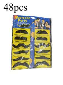 1set 6/12/24/48pcs Black Artificial Mustache, Photo Props & Party Supplies,Party, Wedding, Father's Day,Halloween,Christmas - Multicolor - View 15