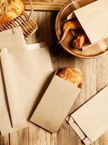 50pcs Kraft Paper Sandwich Bags,Greaseproof Disposable Food Bags For Burgers, Desserts, Fried Chicken | Leak-Resistant Snack Packaging For Parties, Catering, Food Truck | Wedding Birthday