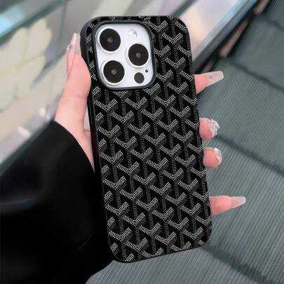 Repeating Geometric Pattern Design, Imitation Liquid Mobile Phone Case, Large Hole Ultra-Thin Skin-Friendly Feel Shell, Suitable For IPhone 11/11pro/11promax/12/12pro/12promax/13/13pro/13promax/14/14plus/14pro/14promax/15/15plus/15pro/15promax/16/16plus/16pro/16promax/17/17pro/17promax/Air, Fashionable And Durable, Anti-Fall Protective Cover