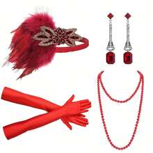 1920s Women's Party Accessories Set, Flapper Costume Accessories Roaring 20s Ladies Accessories Flapper Headpiece - 彩色 - 查看 34