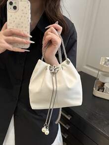 Women's Minimalist Bow Decor Chain Strap Crossbody Bag