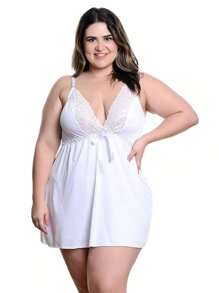 Plus Size Nightgowns & Sleepshirts - 白色 - 查看 2