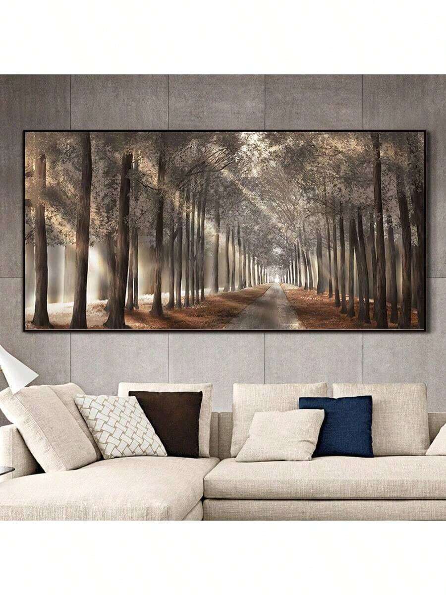 1 幅自然阳光帆布画、树木海报、风景森林墙壁艺术画，适用于客厅、卧室、办公室、斯堪的纳维亚印刷品、家居装饰，无画框 - 彩色 - 查看 1