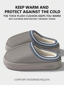 Pantoufles en peluche chaudes pour femmes, pantoufles de maison à semelle épaisse doublée, convenant pour l'automne/l'hiver