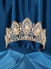 Tall Wedding Tiaras For Bride Large Queen Crowns 5A Cubic Zirconia Princess Bridal Headband Big Pageant Crown For Women Crystal Headpiece Silver Hair Accessories - 香檳色 - 查看 1