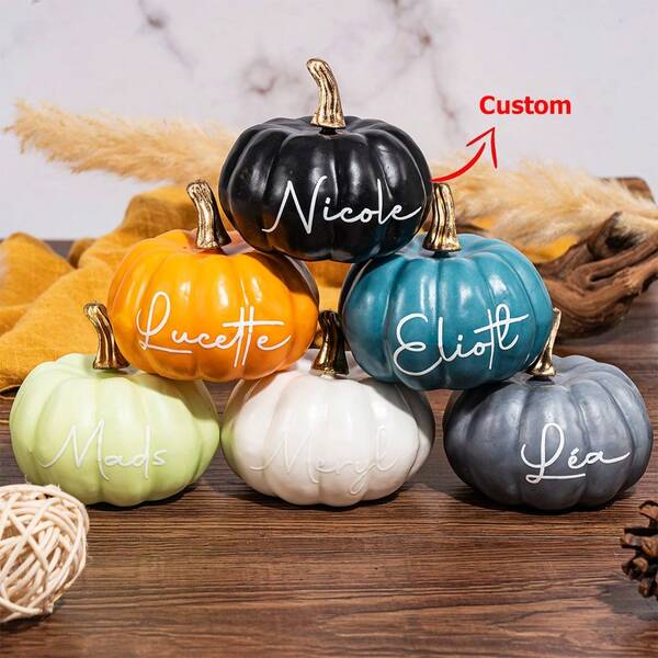 Abóbora personalizada com nome, abóboras artificiais de Halloween, decoração de outono, presente para o Dia das Bruxas, decoração de Natal, multifuncional, durável, ornamental, reutilizável, requintada, elegante, de alta qualidade, colorida, moderna, personalizada, única, presente ideal para ele, presente ideal para ela, namorado, pai, namorada, mãe, família, amigos, sala de chá, casa, jardim, escritório, aniversários, Dia dos Namorados, Dia das Mães, aniversários, Dia dos Pais, formatura, casamentos, inauguração de casa, artigos de decoração personalizados para casa, presentes de decoração para o quarto.