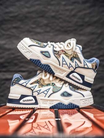 Nuevos tenis casuales de diseño de corte bajo para hombres, zapatos deportivos versátiles con suela gruesa, zapatos casuales de moda con bloques de color