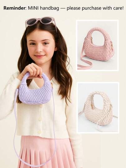 1pc Pleated Cloud Mini Bag, Fashionable Crossbody Clutch Purse, Mini Makeup Bag, Clothing Accessory