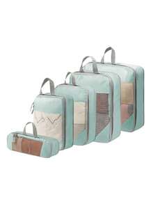 مكعبات تعبئة مضغوطة، حقيبة تخزين الملابس، مجموعة أكياس تخزين السفر، منظم ضغط قابل لإعادة الاستخدام ذو سعة كبيرة، مزدوج الطبقة مزدوج السحاب، مناسب للرجال والنساء في الأعمال أو العطلات أو السفر، مصنوع من مادة النايلون، ضروريات السفر