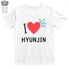 I Heart  SKZ Uniseks Shirt,  Merch,  Graphic T-Shirt,  Stray Kindershirt,  Merch, SKZ Kpop,00 0001220G Clic Pure Cotton T-Shirt - The Perfect Blend Of Sual And Act, I For Everyday Wear And The Gym, A Warm Gift For Your HusbandWife - 白色2 - 查看 1