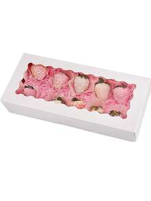 4pcs Transparent Chocolate Strawberry Packaging Boxes, Bakery Cake Dessert Boxes