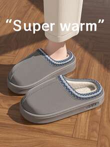 Pantoufles en peluche chaudes pour femmes, pantoufles de maison à semelle épaisse doublée, convenant pour l'automne/l'hiver