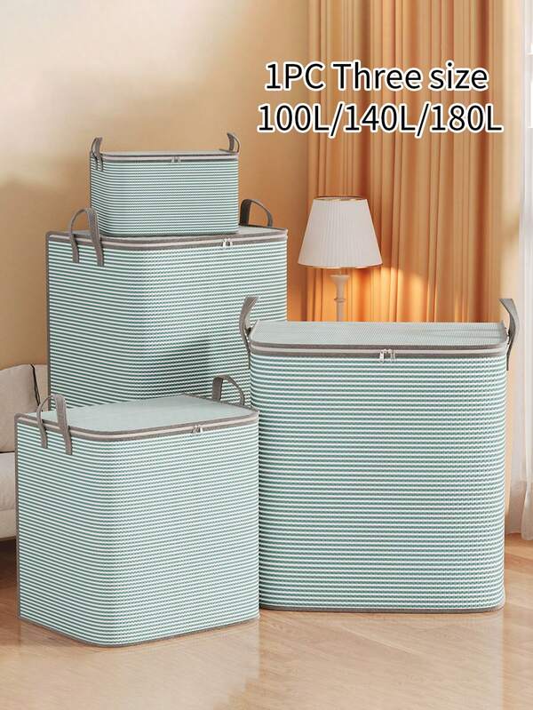 Bolsas de almacenamiento de tela no tejida de gran capacidad de 110l/140l/180l, bolsas de almacenamiento de ropa de gran tamaño, organizadores multiusos a prueba de polvo y humedad para ropa, ropa de cama, mudanzas, viajes - Diseño rectangular clásico con cierre , almacenamiento debajo de la cama