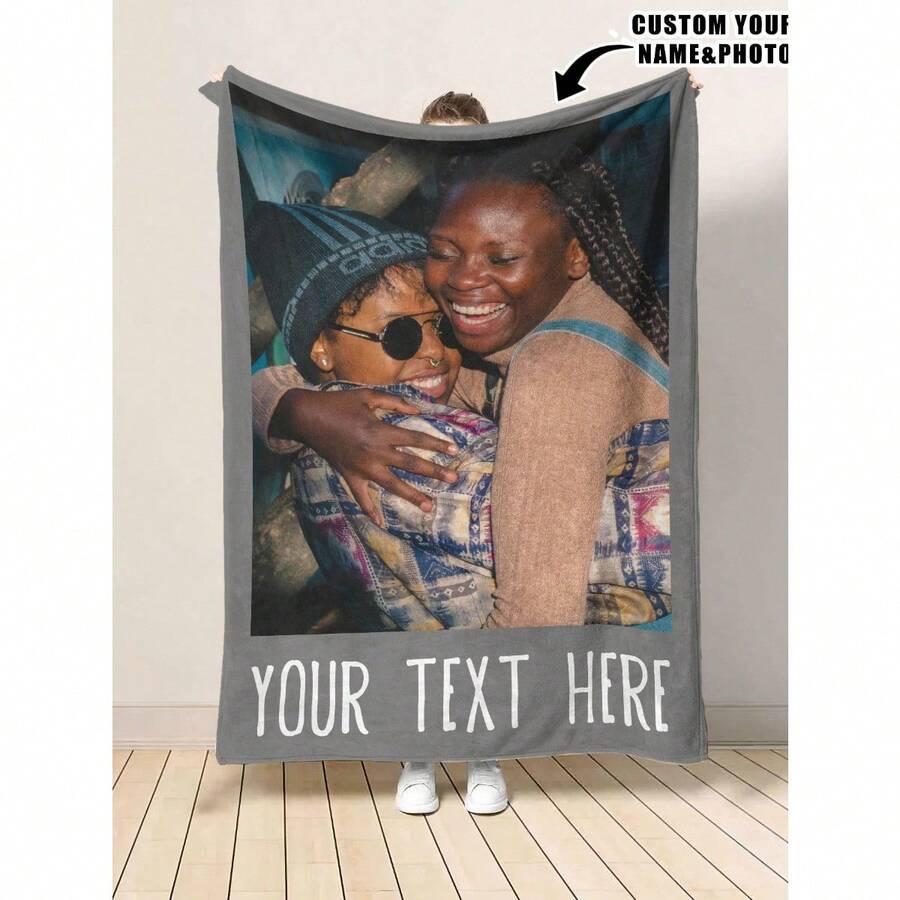 Customized Blankets & Flannel Personalized Photo And Text/Name Blankets, Personalized Soft And Comfortable Blankets, Customized Special Photo And Text/Name As Birthday Gifts, Family, Wedding, Souvenir Customized Blankets, Blankets Suitable For All Seasons, Washable, Machine Washable, Lightweight, Breathable, Comfortable, Warm, Comfortable Customization, Unique, 280gsm For Him, Her Personalized Ideal Gifts For Her, Him, Family, Boyfriend, Girlfriend, Father, Family, Mother, Lover, Daughter, Son, Grandfather, Grandmother, Friend, Classmate, Pet. Perfect Nap, Camping, Travel, Home, Daily Life, Office Decoration, Birthday, Anniversary, Valentine's Day, Thanksgiving, Christmas, Halloween, Mother's Day, Father's Day, Wedding, Easter,New Year Gifts,Sofa,Bed,Car,Bedroom,Living Room,Office, Outdoor Camping, Beach,Wall Decoration - 多色5 - 查看 1