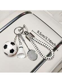 1pc Football Badminton Decorative Keychain - Suitable For Bags And Car Keys - Ideal For Friends And Family, Suitable For Ramadan, Valentine's Day, Christmas, Birthdays, Ladies' Halloween, And Thanksgiving Gifts Halloween Accessories Teachers Day