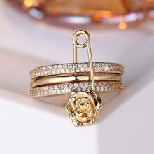 1 chiếc nhẫn nhiều lớp sang trọng đính đá Zirconia lấp lánh, chọn màu sắc yêu thích để phối cùng trang phục hàng ngày và phụ kiện dự tiệc. - Vàng ba màu + Zirconium trắng - Xem 11